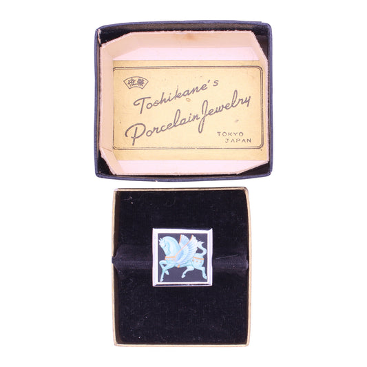 Toshikane Japan Arita Porcelain Pegasus Vintage Tie Tack Pin