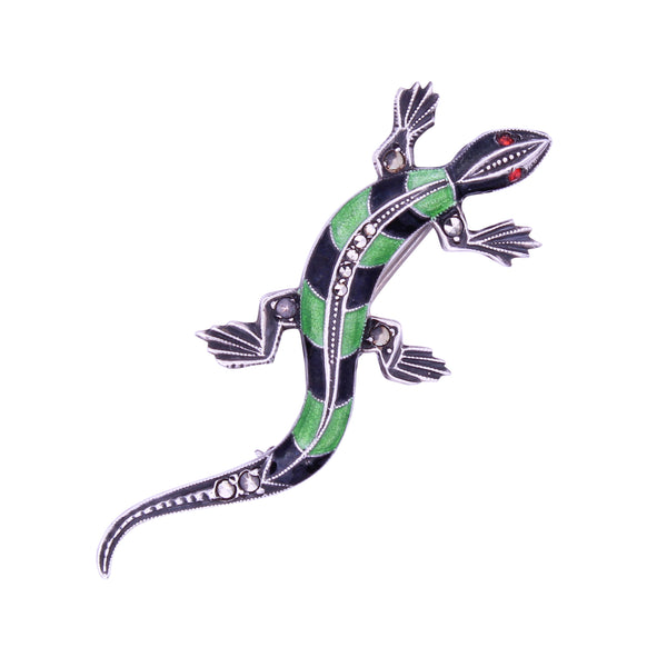 Vintage Sterling Enamel Lizard/Salamander Pin Brooch  Front