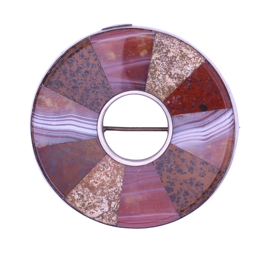 Victorian Scottish Agate Silver Pin Brooch