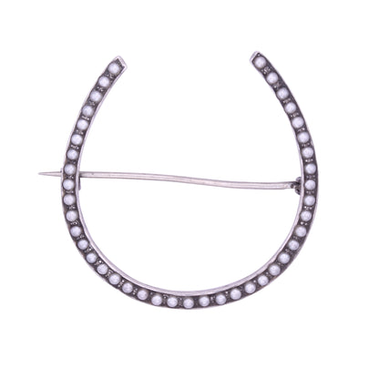 Victorian Sterling Silver Horseshoe Brooch Pin