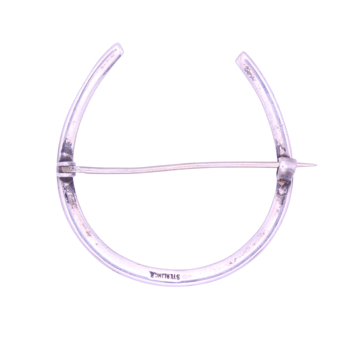 Victorian Sterling Silver Horseshoe Brooch Pin Back