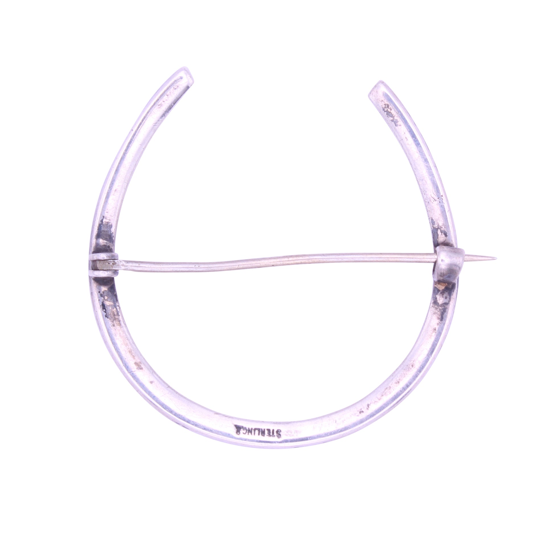 Victorian Sterling Silver Horseshoe Brooch Pin Back