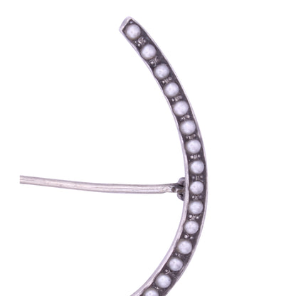 Victorian Sterling Silver Horseshoe Brooch Pin Close