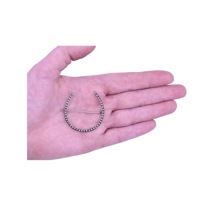 Victorian Sterling Silver Horseshoe Brooch Pin Held