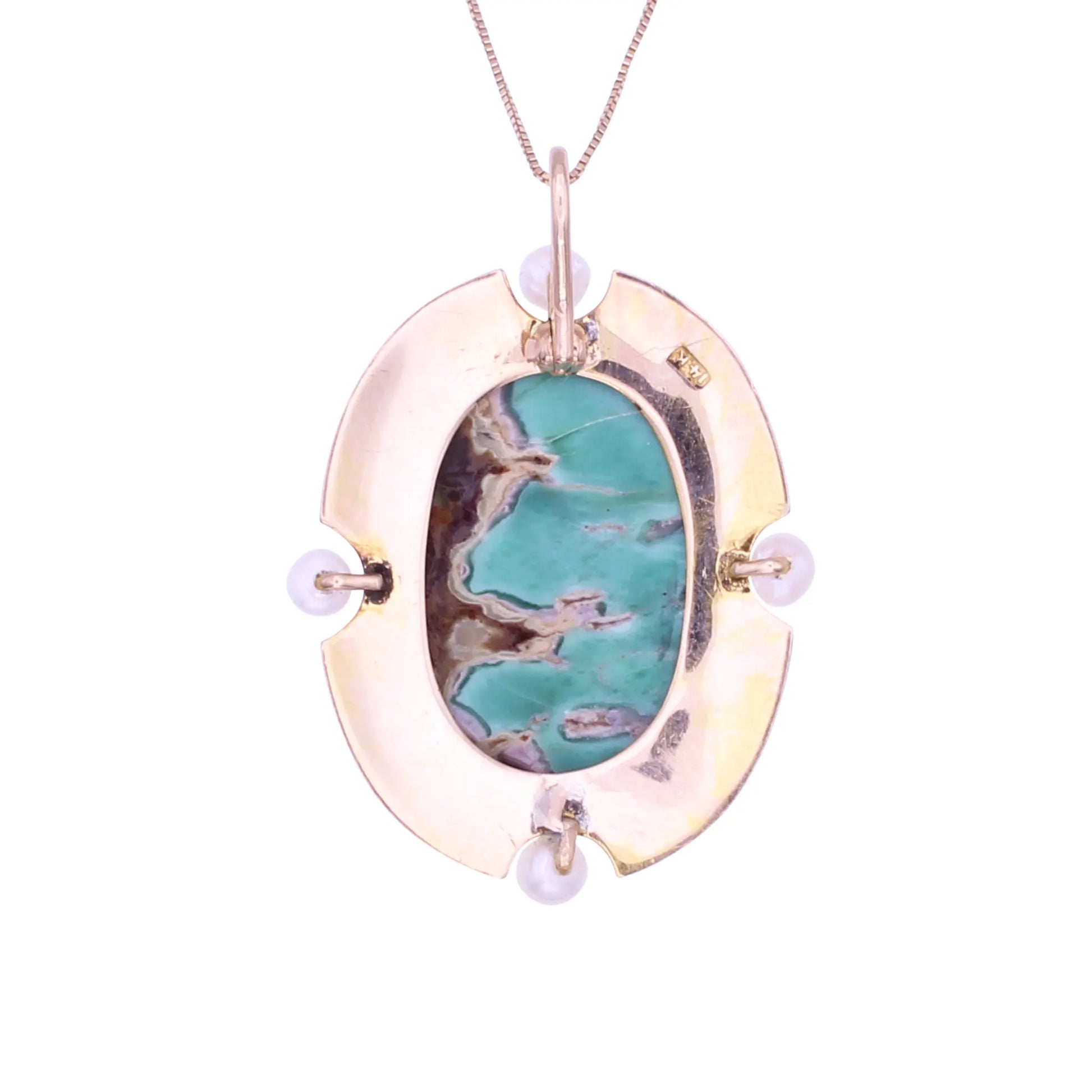 Victorian 14k Gold Stone and Pearl Pendant Back