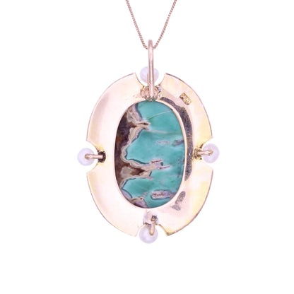 Victorian 14k Gold Stone and Pearl Pendant Back