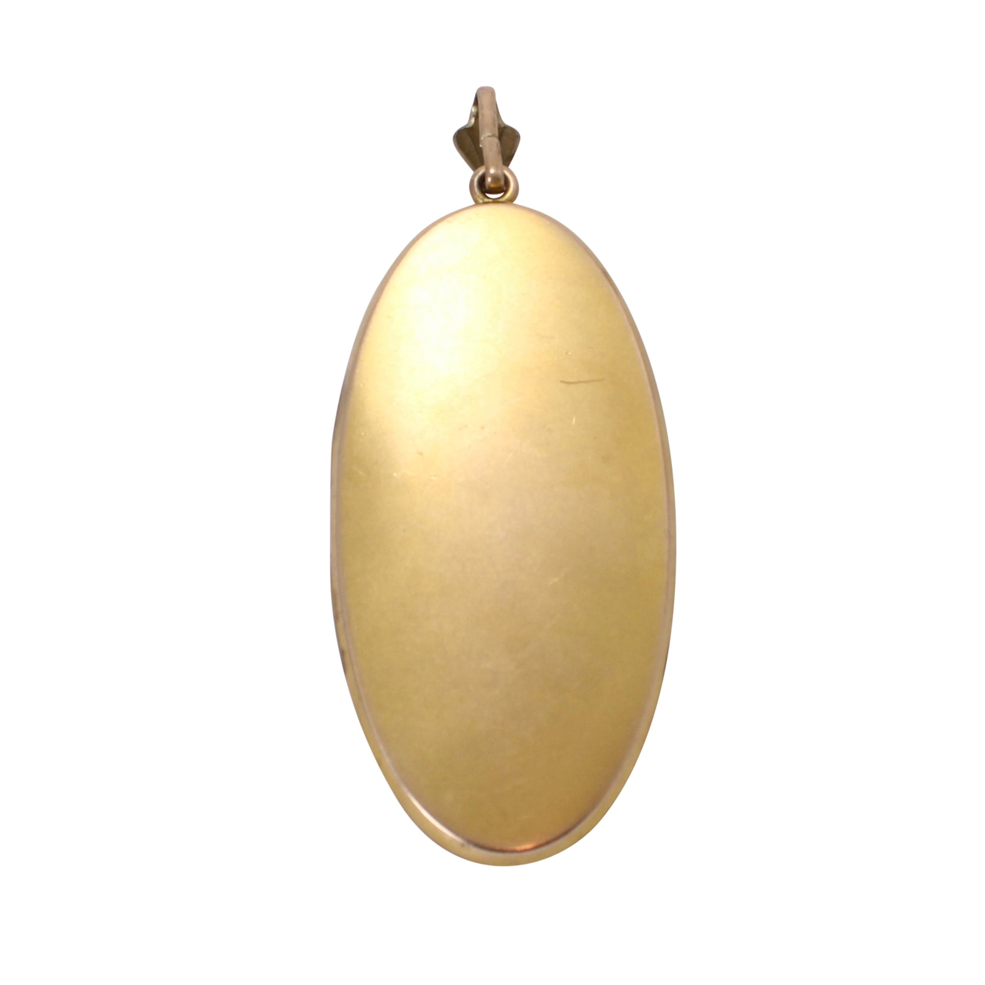 Large Oval Amethyst Rhinestone Gold Filled Locket Back