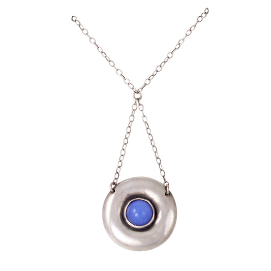 Arts & Crafts Sterling SIlver Glass Cabochon Pendant