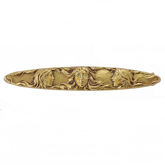 Art Nouveau 14k Gold Women Pin Front