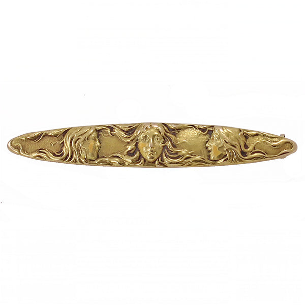 Art Nouveau 14k Gold Women Pin Front