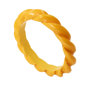 Yellow Bakelite Carved Rope Bracelet