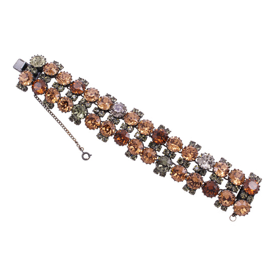 Black Diamond and Topaz Rhinestone Bracelet Front