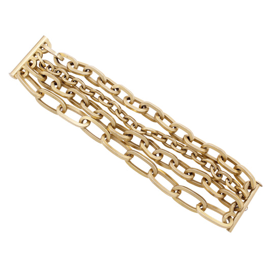 Matte Golden Finish Sterling Chain Vintage Bracelet Front