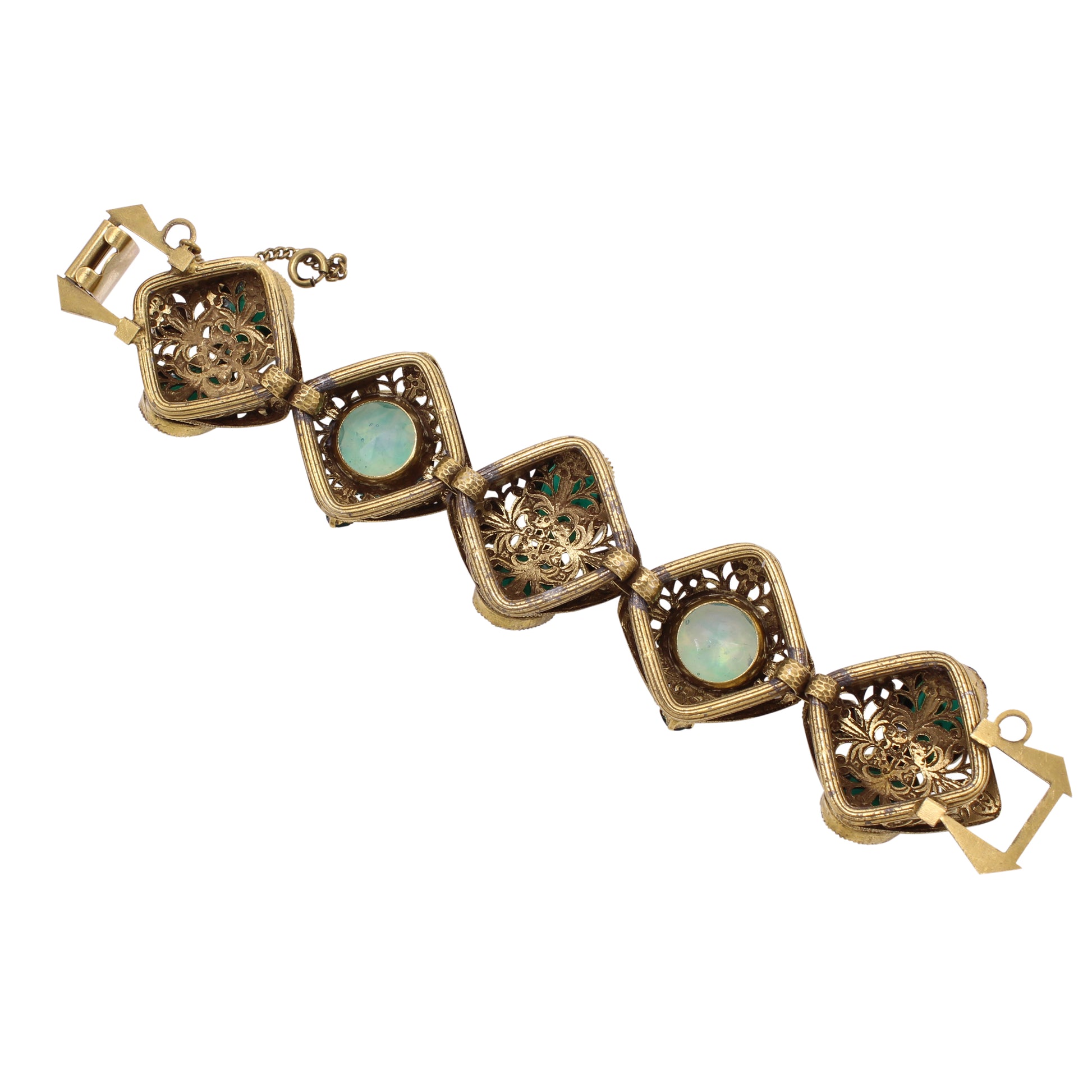 Spectacular Art Glass and Rhinestone Vintage Bracelet Back