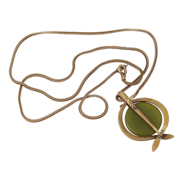 Brass Snake Green Bakelite Necklace Back