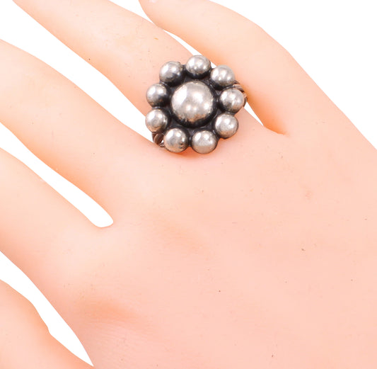 Navajo Sterling Silver Bump Ring Worn