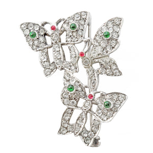 English Sterling Silver Paste Rhinestone Butterfly Pin/Brooch Front