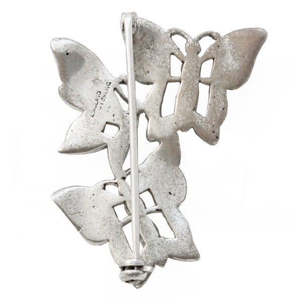 English Sterling Silver Paste Rhinestone Butterfly Pin/Brooch Back