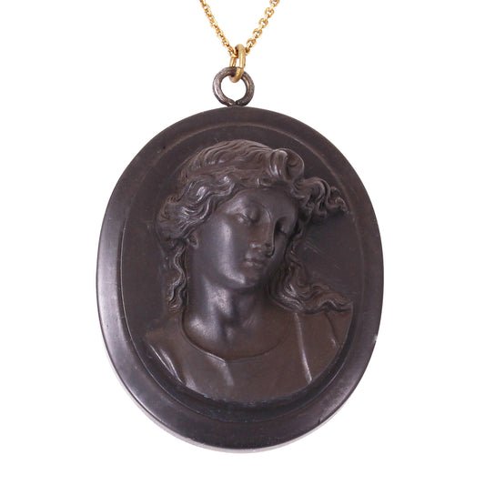 Victorian Vulcanite Cameo Pendant