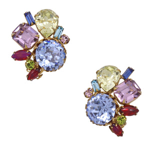 Alice Caviness Colorful Rhinestone Earrings Front