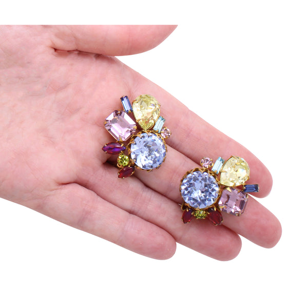 Alice Caviness Colorful Rhinestone Earrings Held