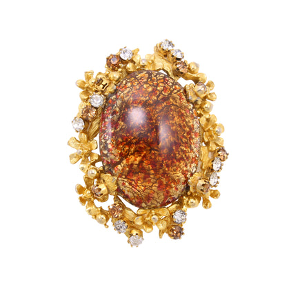 Alice Caviness Cats Eye Glass Large Pin Brooch Front