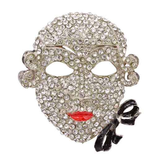 Ugo Correani Venetian Mask Rhinestone Pin/Brooch Front