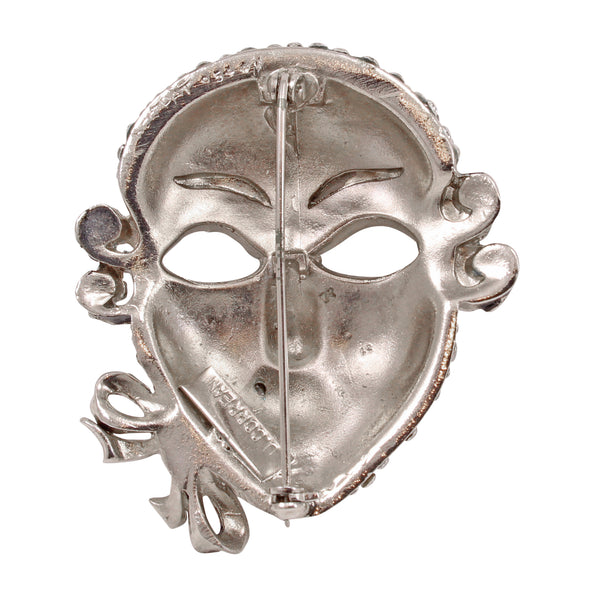 Ugo Correani Venetian Mask Rhinestone Pin/Brooch Back