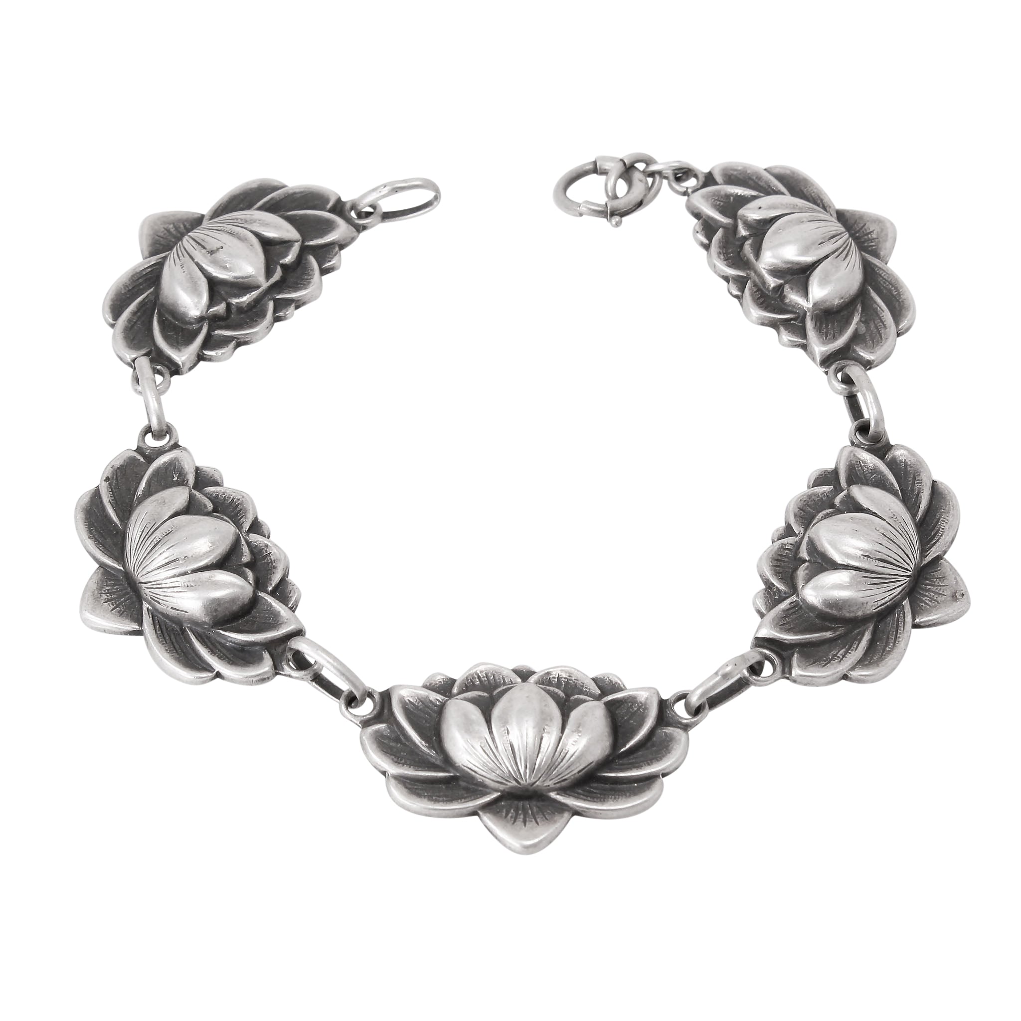 Danecraft Sterling Water Lily Flower Bracelet Front