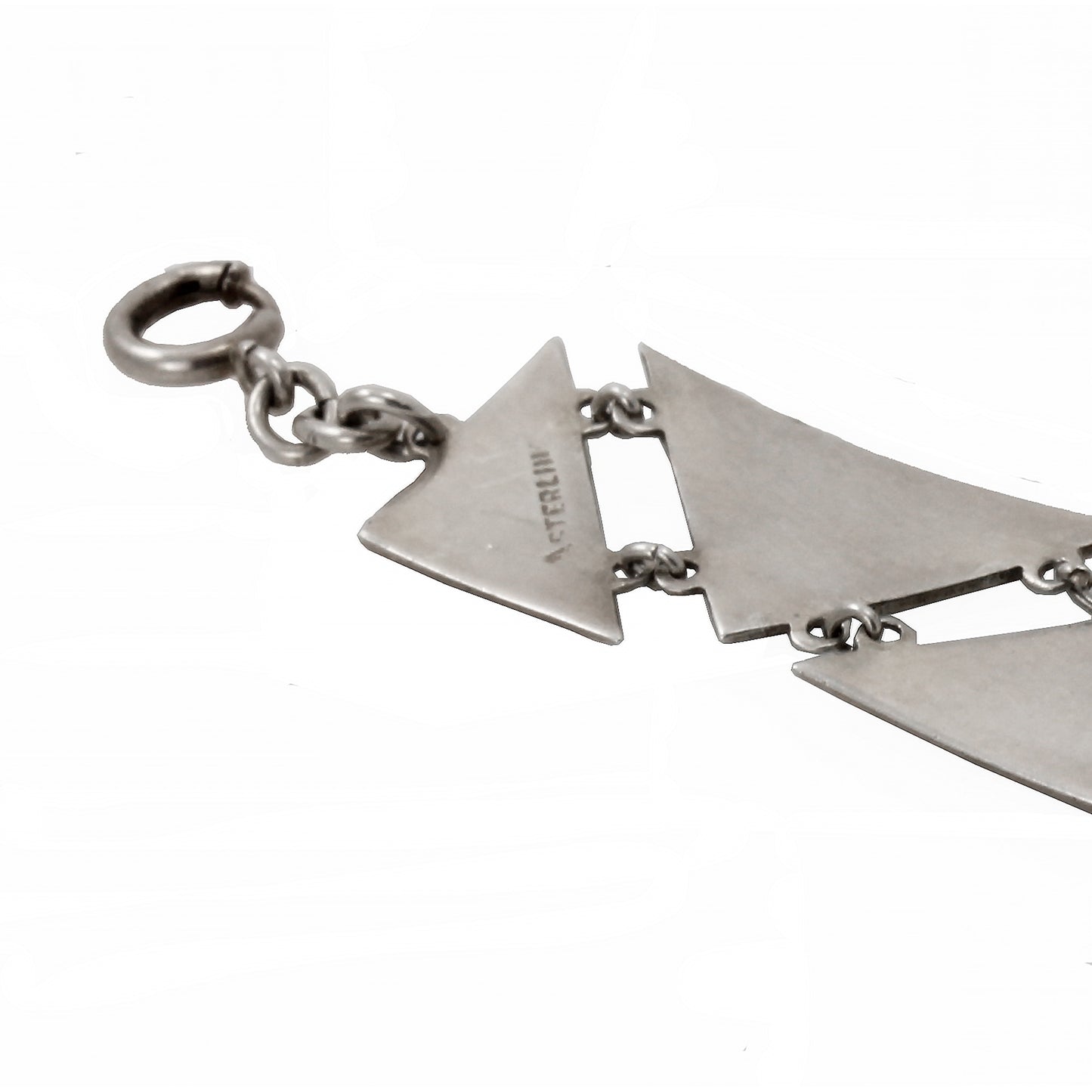 Art Deco Green and Back Enamel Sterling Bracelet Back