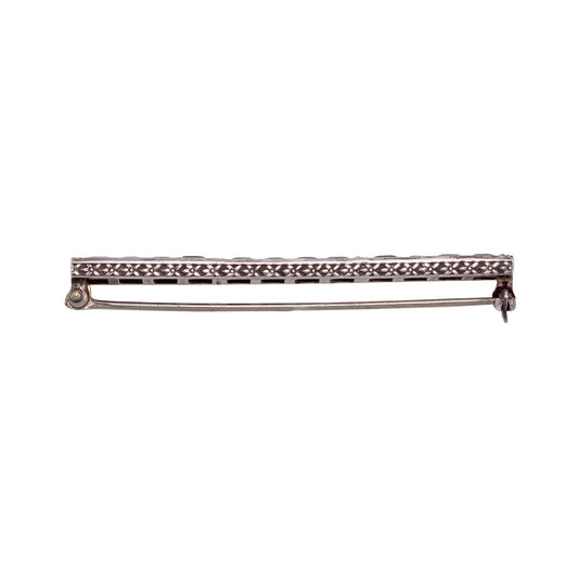 Art Deco Black Rhinestone Sterling Bar Pin Brooch Side