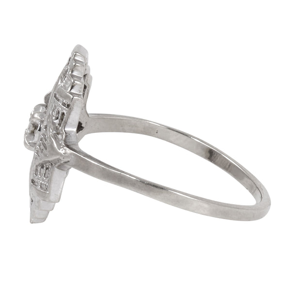 Art Deco Diamond 14k White Gold Filigree Ring Side