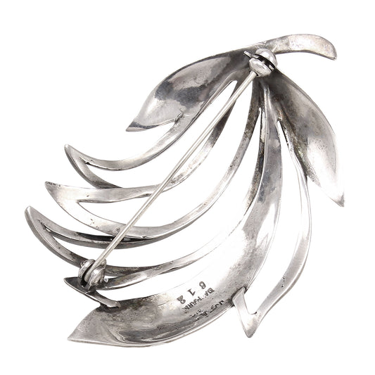 Denmark Sterling Leaf Pin Brooch Back
