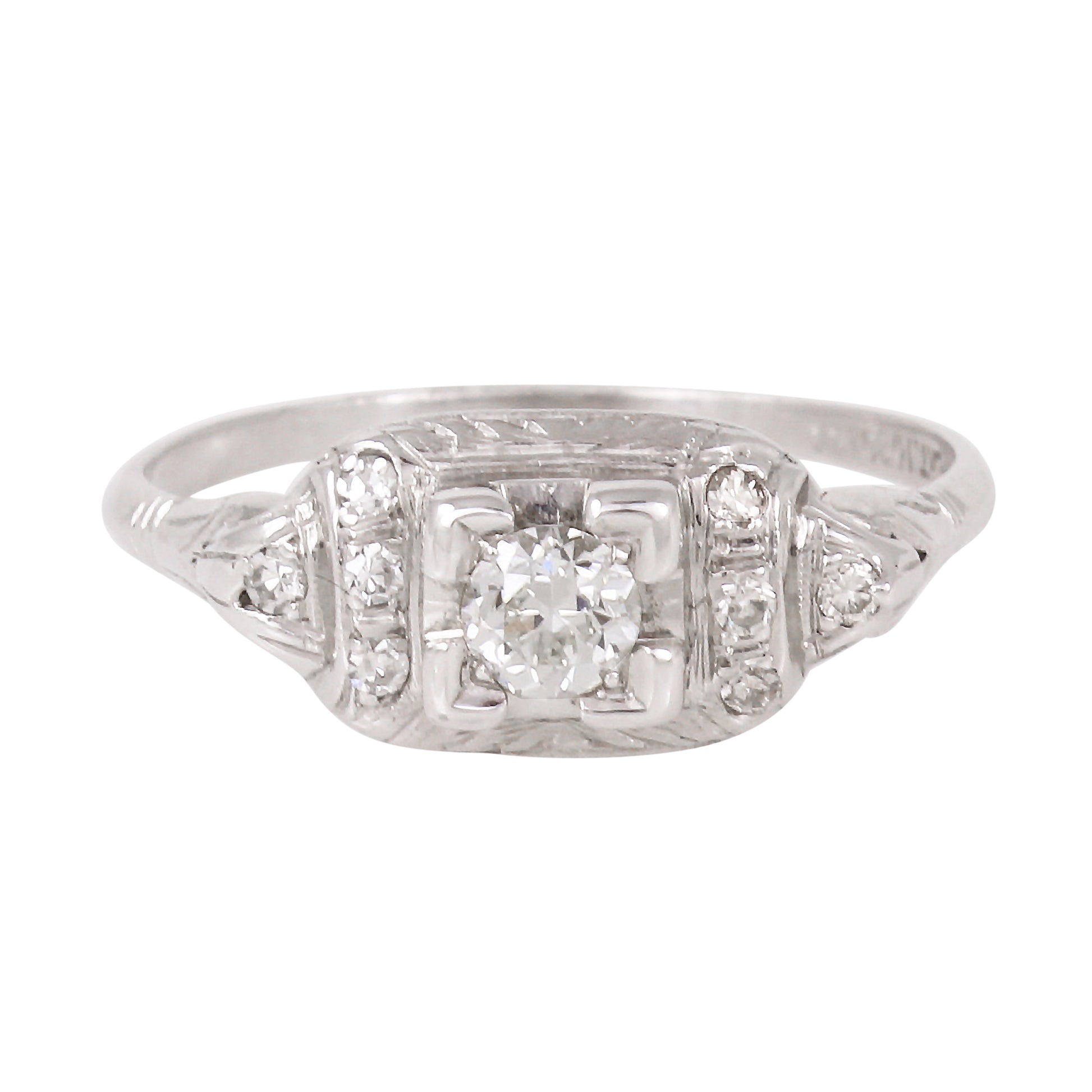 Vintage Platinum .37 cttw Diamond Ring Front
