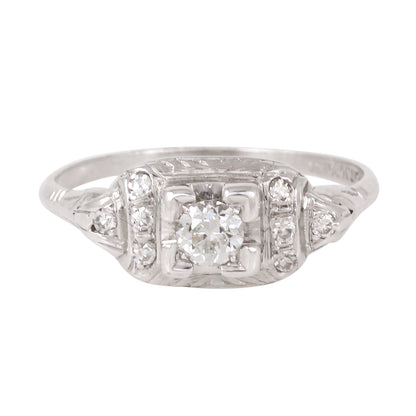 Vintage Platinum .37 cttw Diamond Ring Front