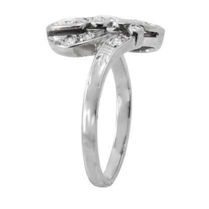 Vintage .70 cttw Diamond and 14k White Gold Bypass Ring Full Side