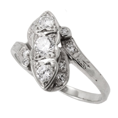 Vintage .70 cttw Diamond and 14k White Gold Bypass Ring Side