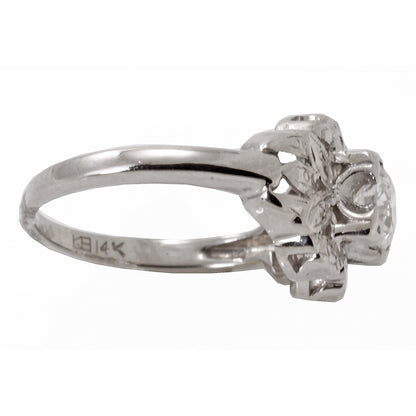 Vintage .48ct Diamond and 14k White Gold Ring Side