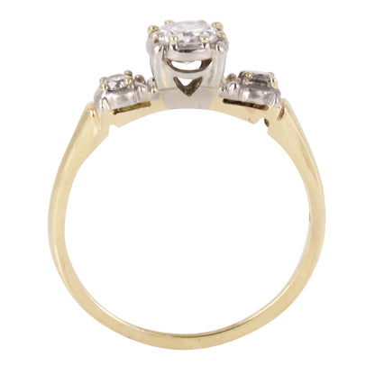Vintage 14k Yellow Gold Past, Present, Future Diamond Ring Side