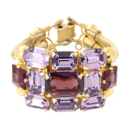 Vintage Christian Dior Amethyst Rhinestone Bracelet by Henkel & Grosse Front