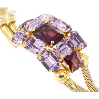 Vintage Christian Dior Amethyst Rhinestone Bracelet by Henkel & Grosse Full