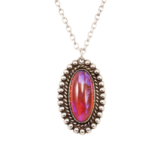 Dragon's Breath Glass Sterling Silver Pendant Necklace Front