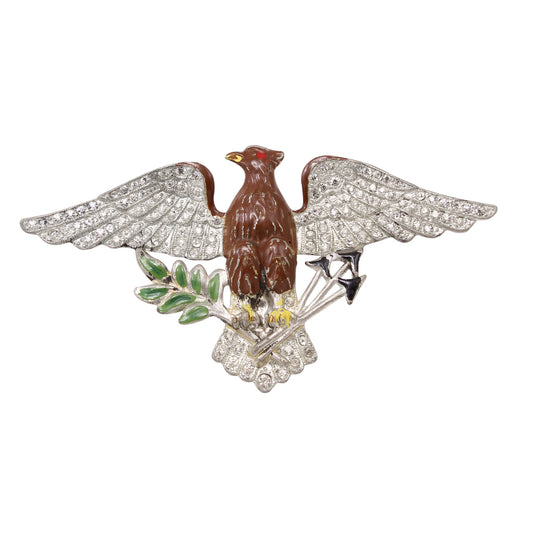 Vintage 1940s Enamel and Rhinestone Eagle Pin/Brooch