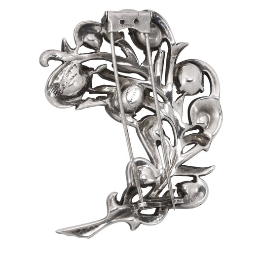 Eisenberg Original Sterling Feather Rhinestone Fur Clip/Pin Back