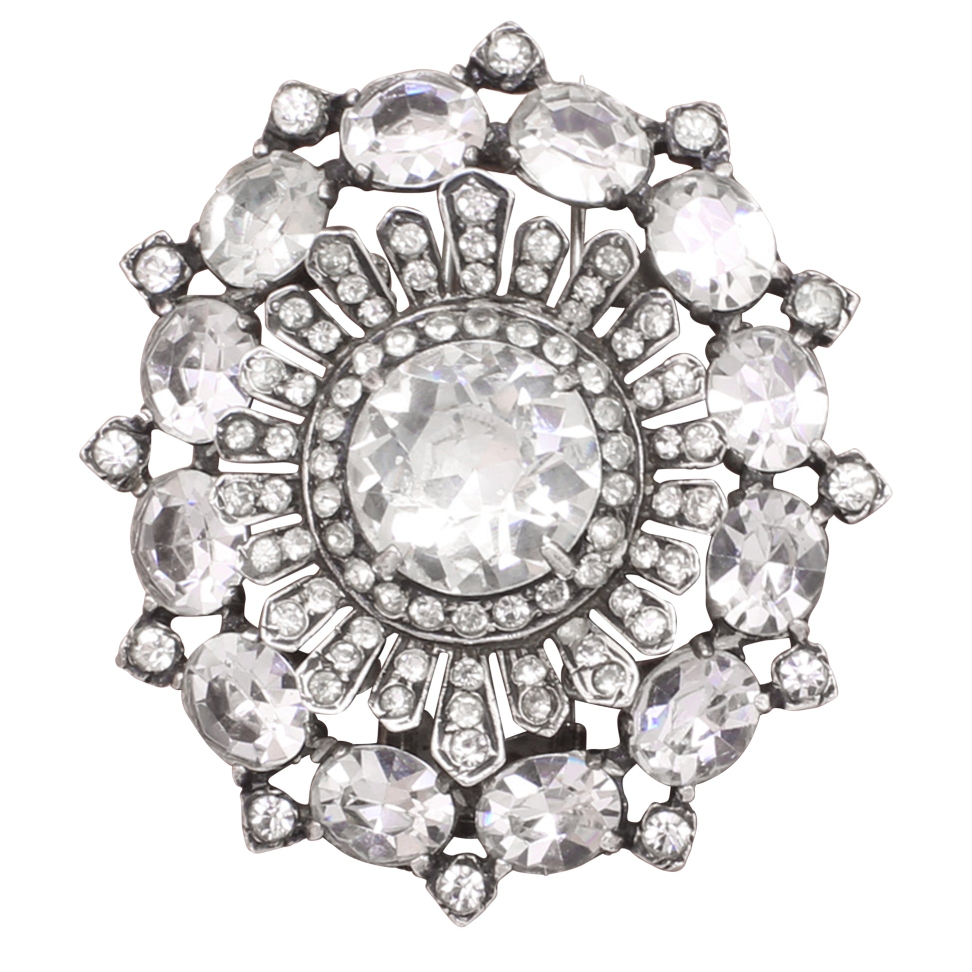 Eisenberg Original Sterling Rhinestone Fur Clip/Pin Front