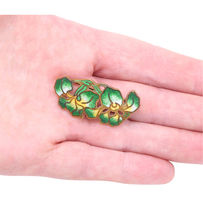 Enamel and Brass Orchid Flower Pin/Brooch Held