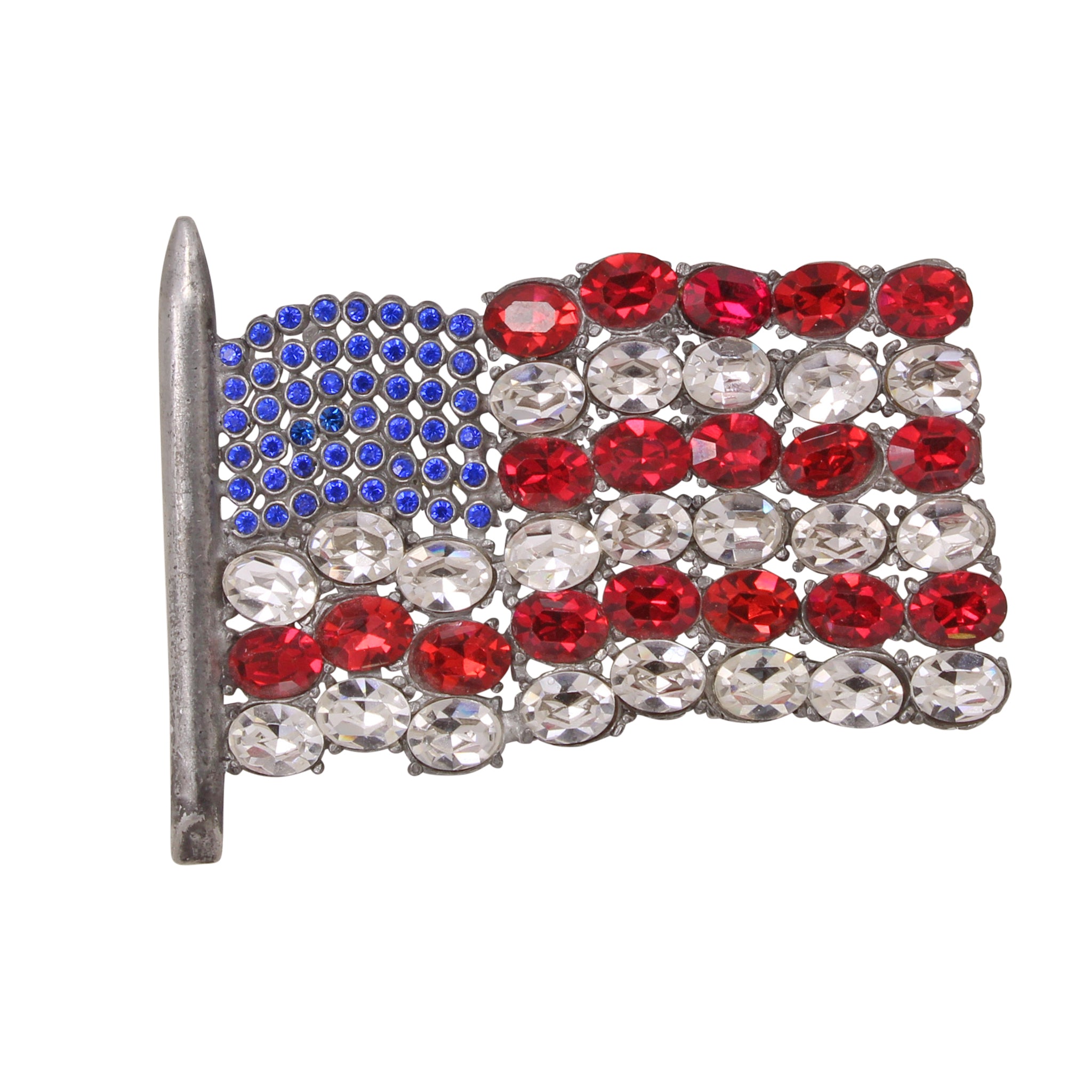 Rare Chanel Novelty Old Glory Rhinestone Flag Pin Brooch Front