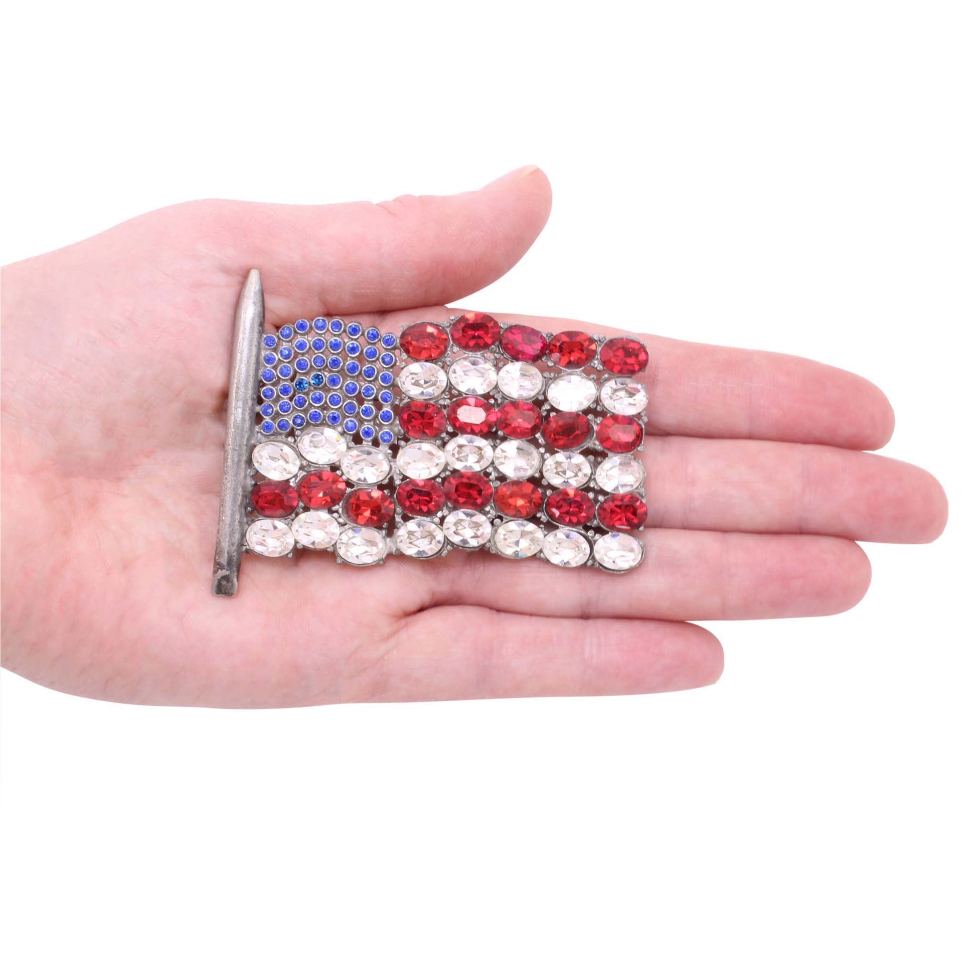 Rare Chanel Novelty Old Glory Rhinestone Flag Pin Brooch Held