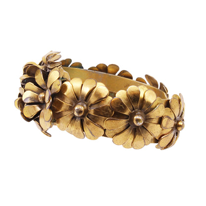 Vintage 1940s Floral Clamper Bracelet Full Side
