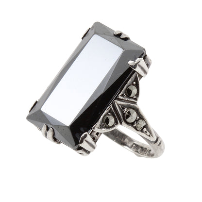 Art Deco Germany Sterling Hematite Ring